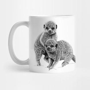 Baby meerkats - ink illustration Mug